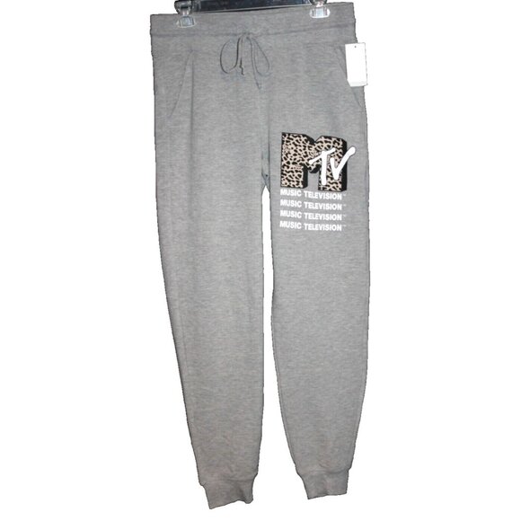 MTV Music Television Gray Jogger Sweatpants Women's Size Small Fleece Lined NEW - Picture 1 of 1